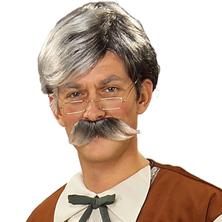 Geppetto Wig And Moustache - Grey 3 Geppetto Wig And Moustache - Grey