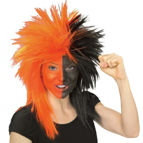 Orange And Black Sports Fanatic Wig