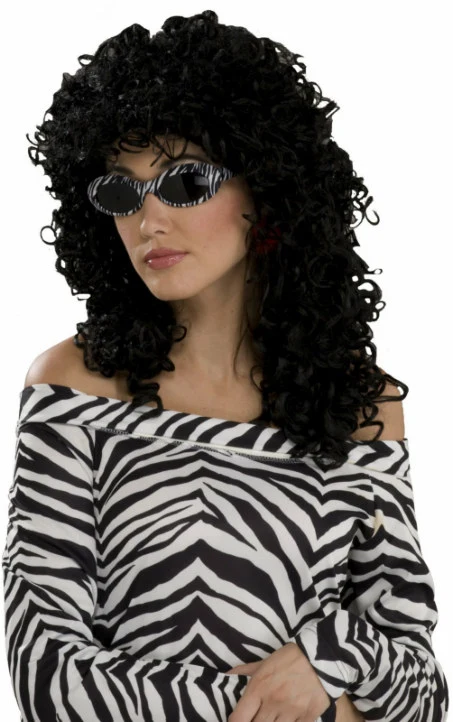 80's Wild Curl Black Adult Wig 3 80's Wild Curl Black Adult Wig